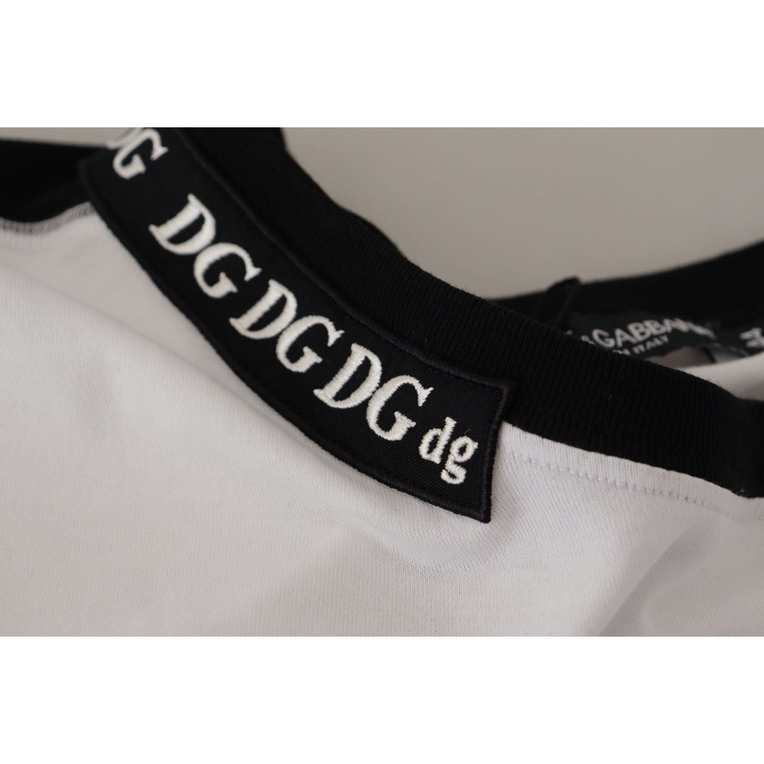 Dolce & Gabbana White Slogan Print Round Neck Cotton  T-shirt