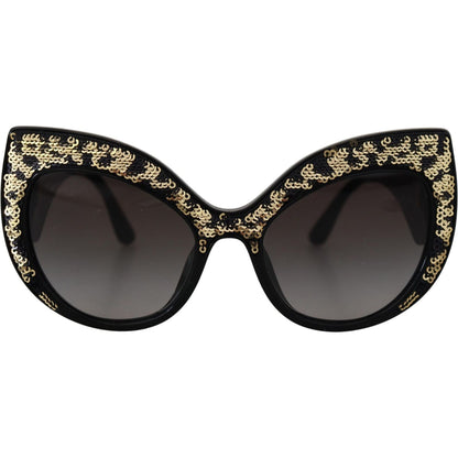 Dolce & Gabbana Black Gold Sequin Butterfly Polarized DG4326 Sunglasses
