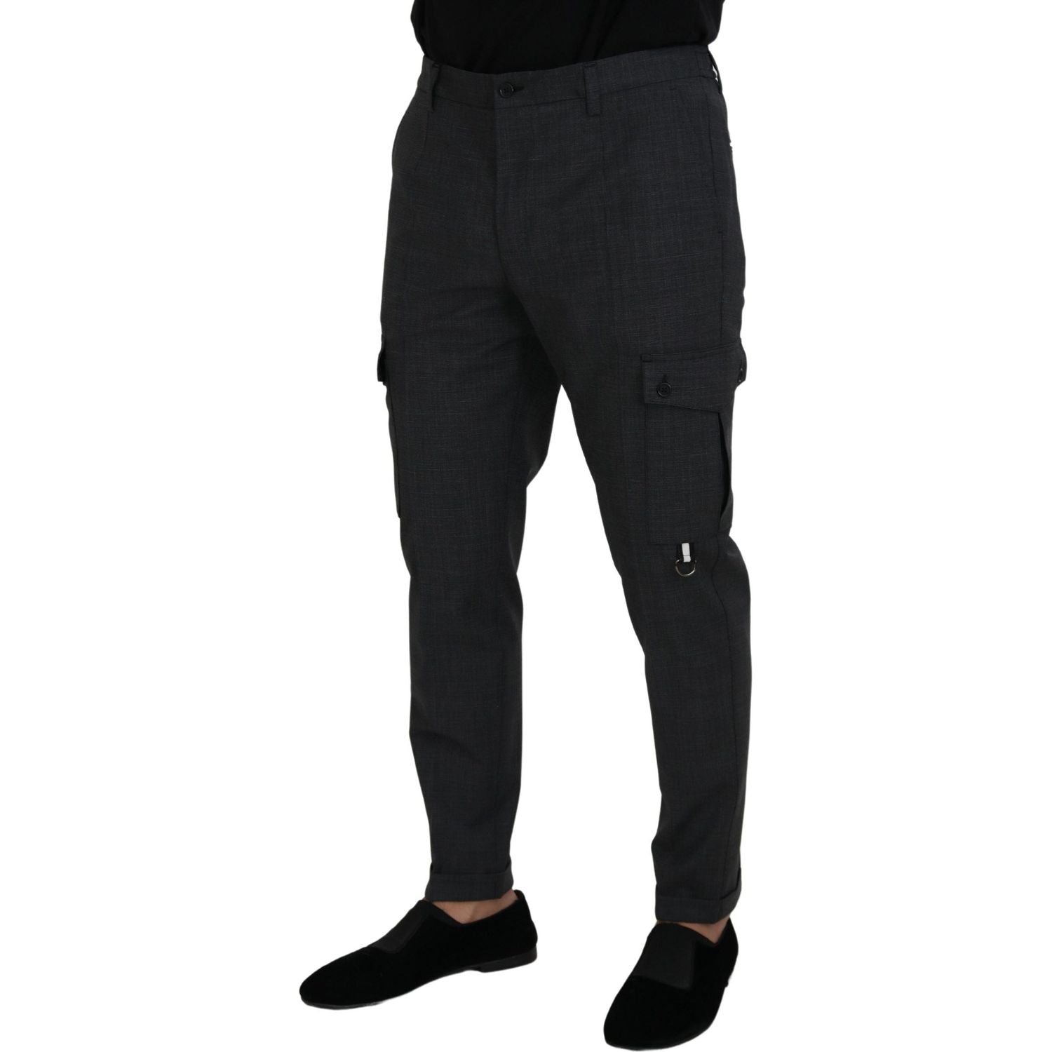 Dolce & Gabbana Gray Checked Cargo Trousers Stretch Pants