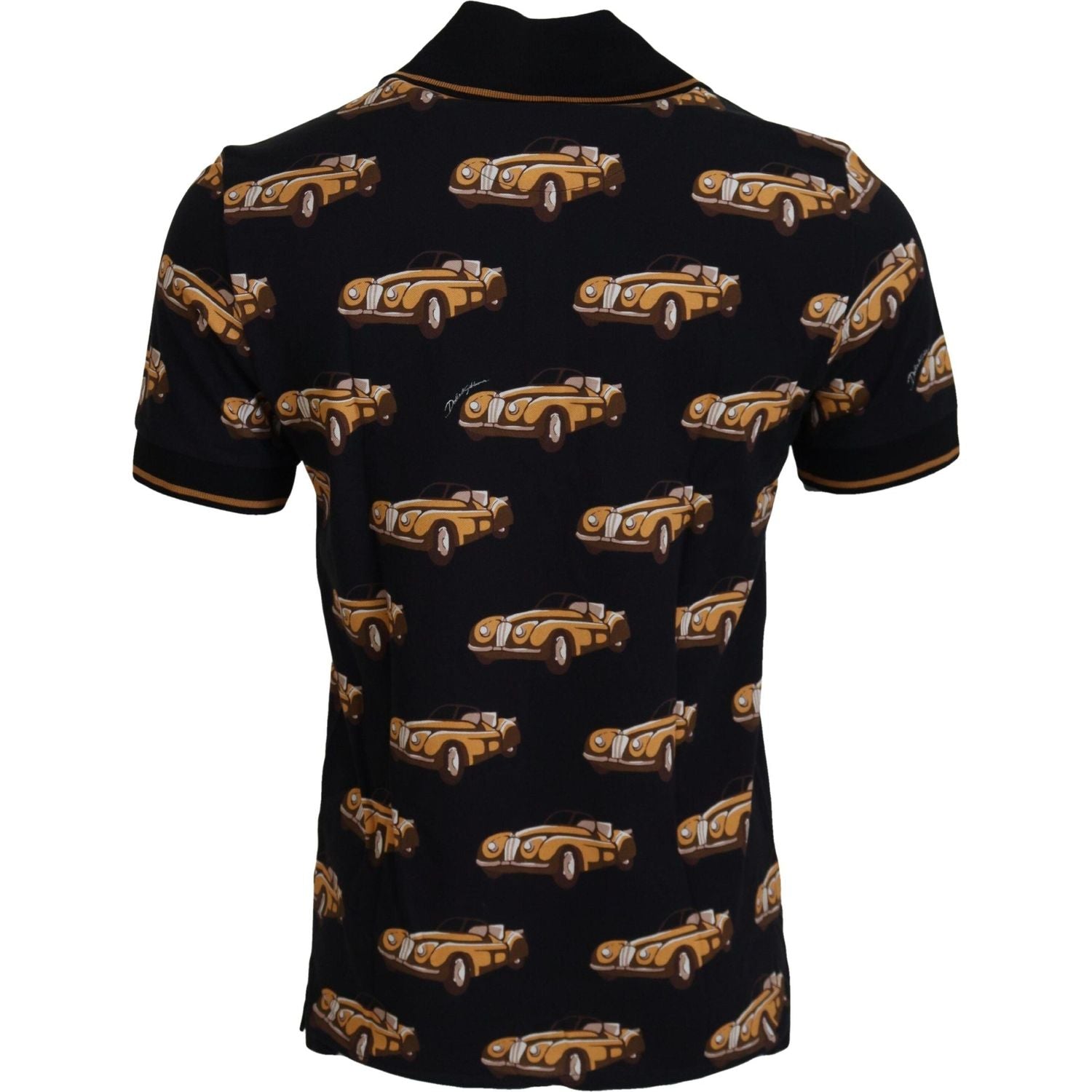 Dolce & Gabbana Black Car Print Short Sleeve Polo T-shirt