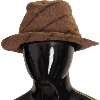 Dolce & Gabbana Brown Fedora Striped Print Summer Hat