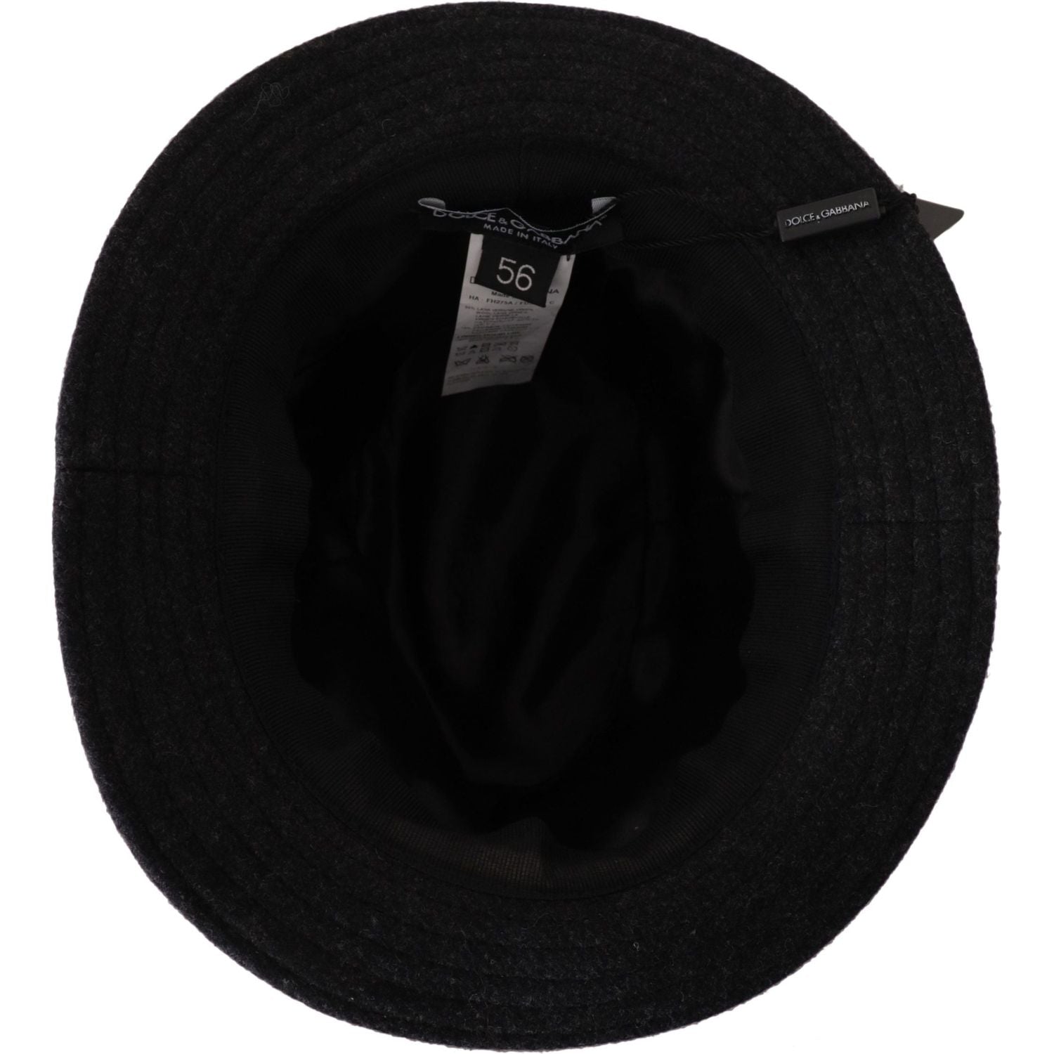 Dolce & Gabbana Gray Virgin Wool Logo Fedora Trilby Cappello Hat