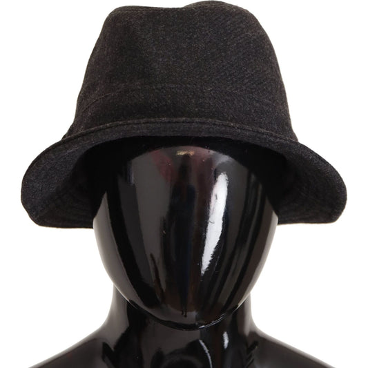 Dolce & Gabbana Gray Virgin Wool Logo Fedora Trilby Cappello Hat