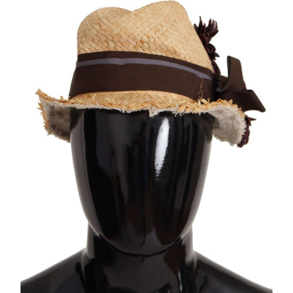 Dolce & Gabbana Yellow Ribbon Floral Embellished Straw Hat