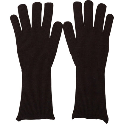 Dolce & Gabbana Brown Cashmere Silk Hands Mitten Mens Gloves