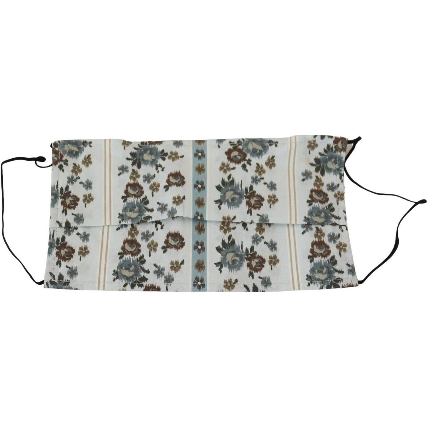 Dolce & Gabbana White Floral Cotton Pleated Elastic Ear Strap Face Mask