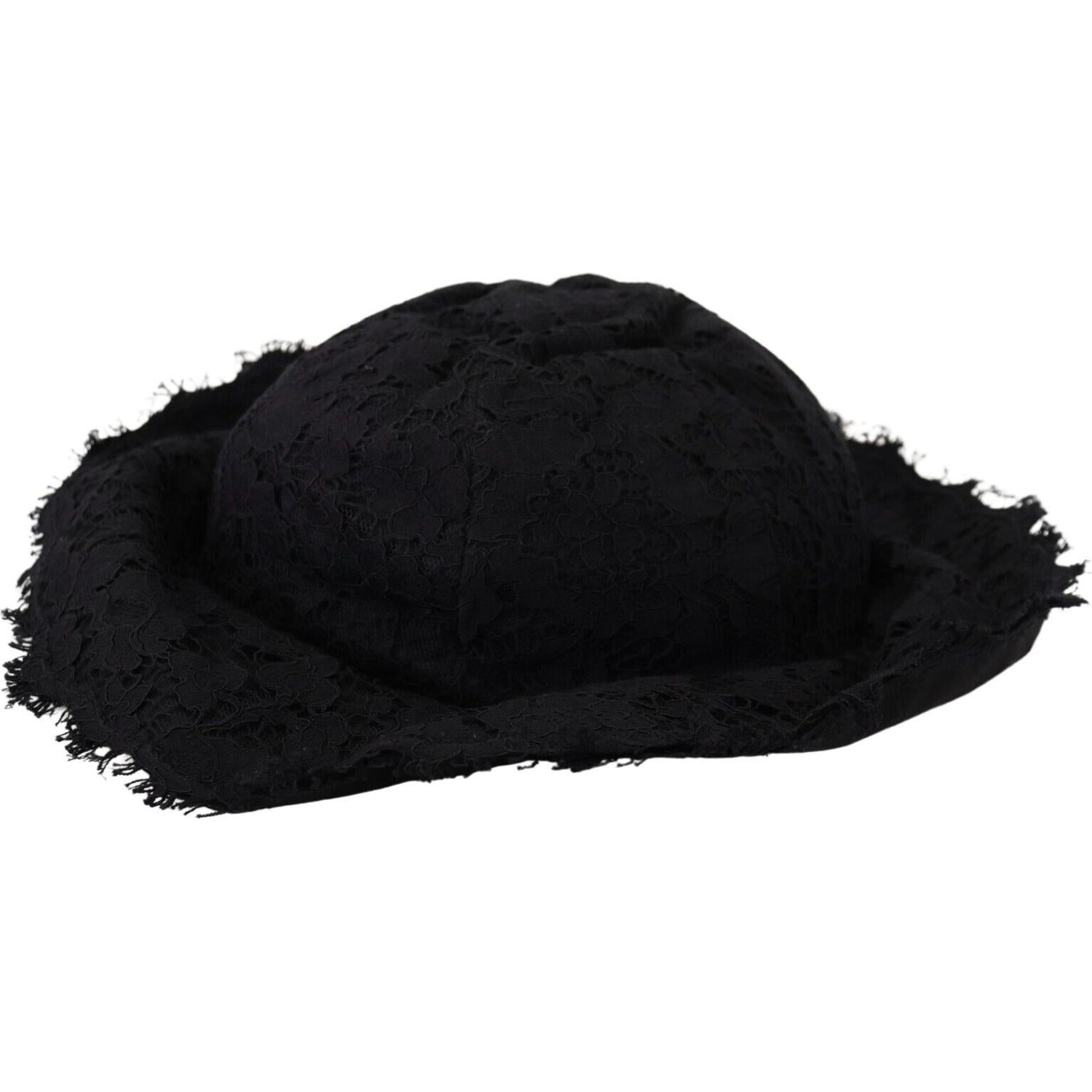 Dolce & Gabbana Black Cotton Wide Brim Shade Hat
