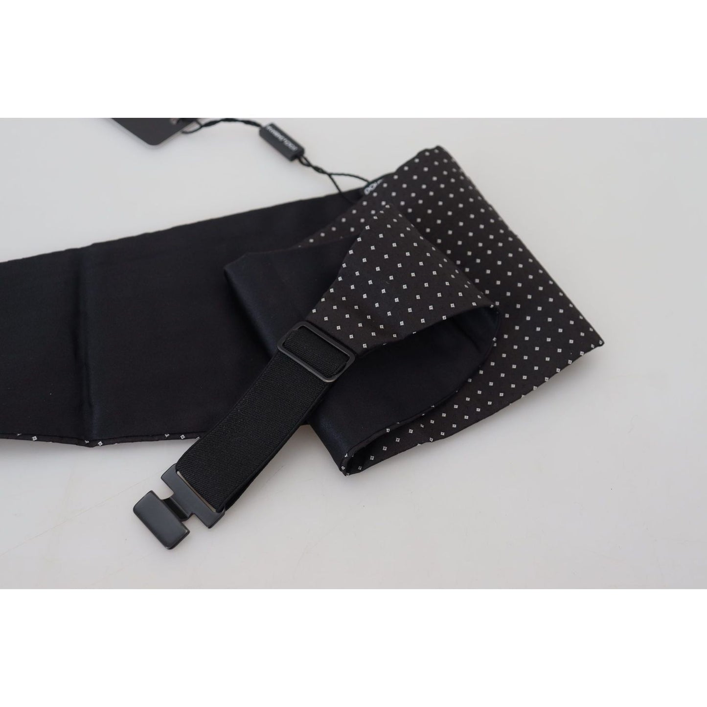 Dolce & Gabbana Black Polka Dot Wide Waist Men Belt Cummerband