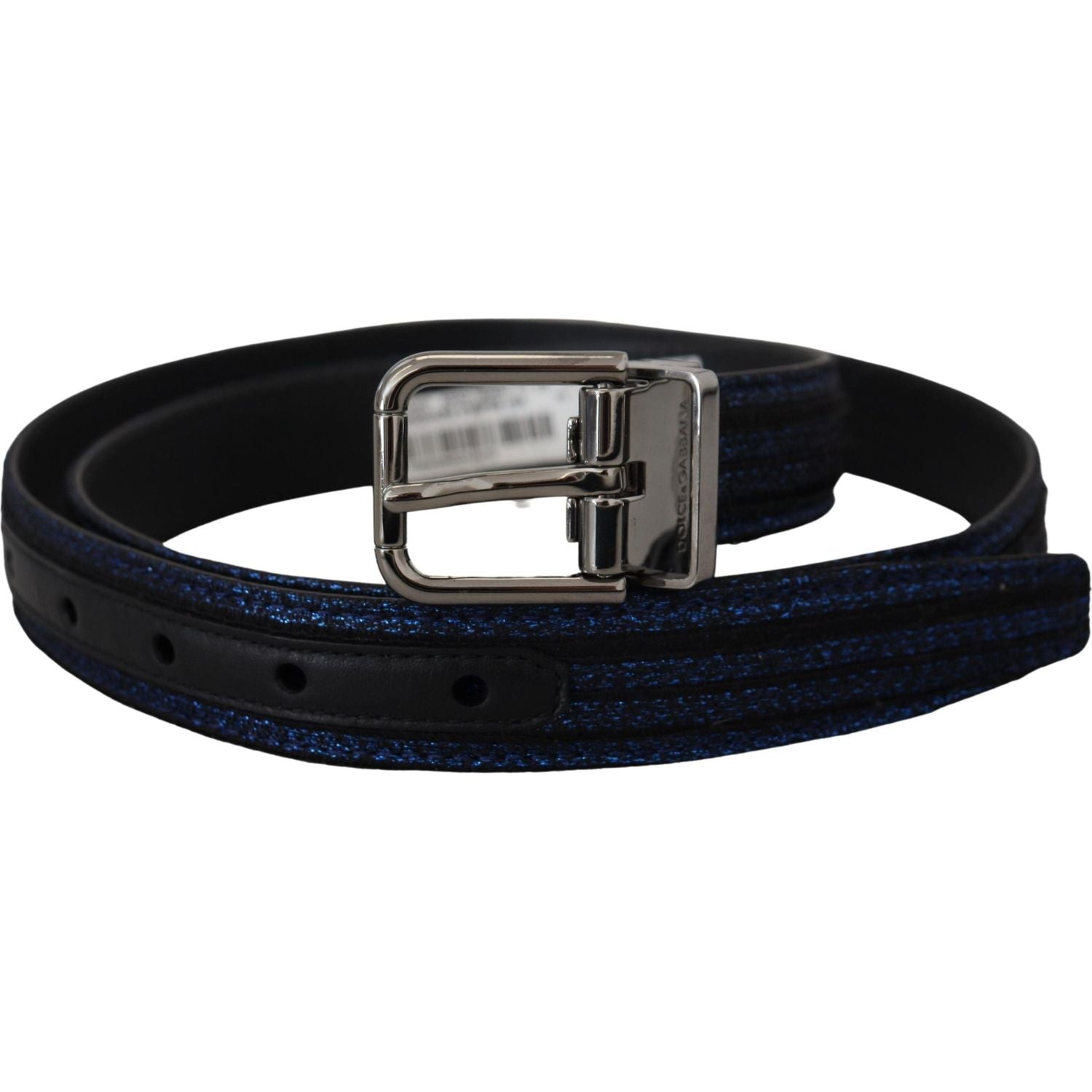 Dolce & Gabbana Blue Jacquard Stripe Silver Buckle Belt