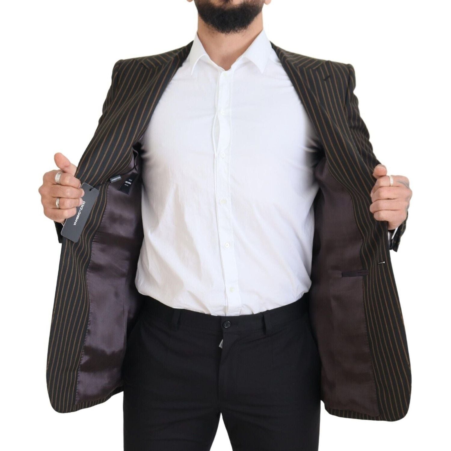 Dolce & Gabbana Black Brown Stripes Single Breasted Blazer