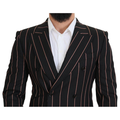 Dolce & Gabbana Black Stripes Viscose Double Breasted Blazer