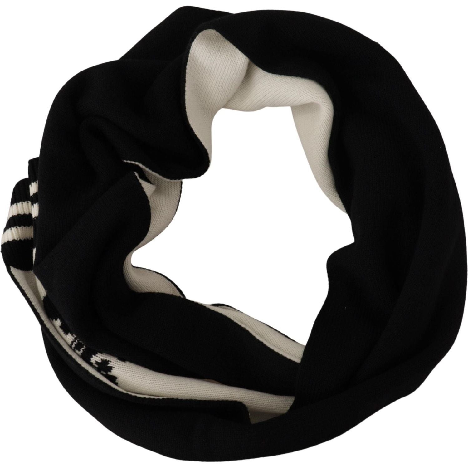 Dolce & Gabbana Black White Cotton DG Printed Cashmere Shawl Scarf