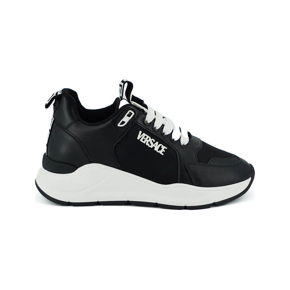 Versace Elegant Monochrome Leather Sneakers 8054712372964