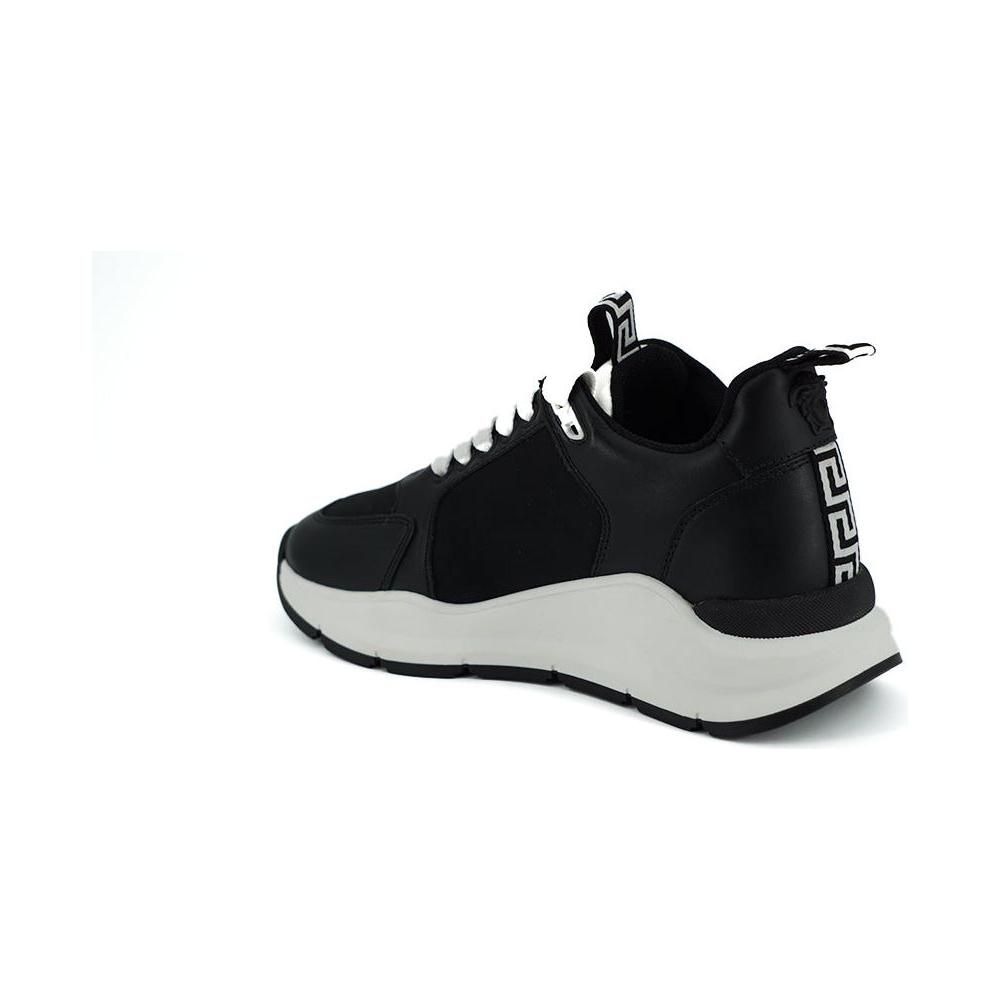 Versace Elegant Monochrome Leather Sneakers 8054712372964