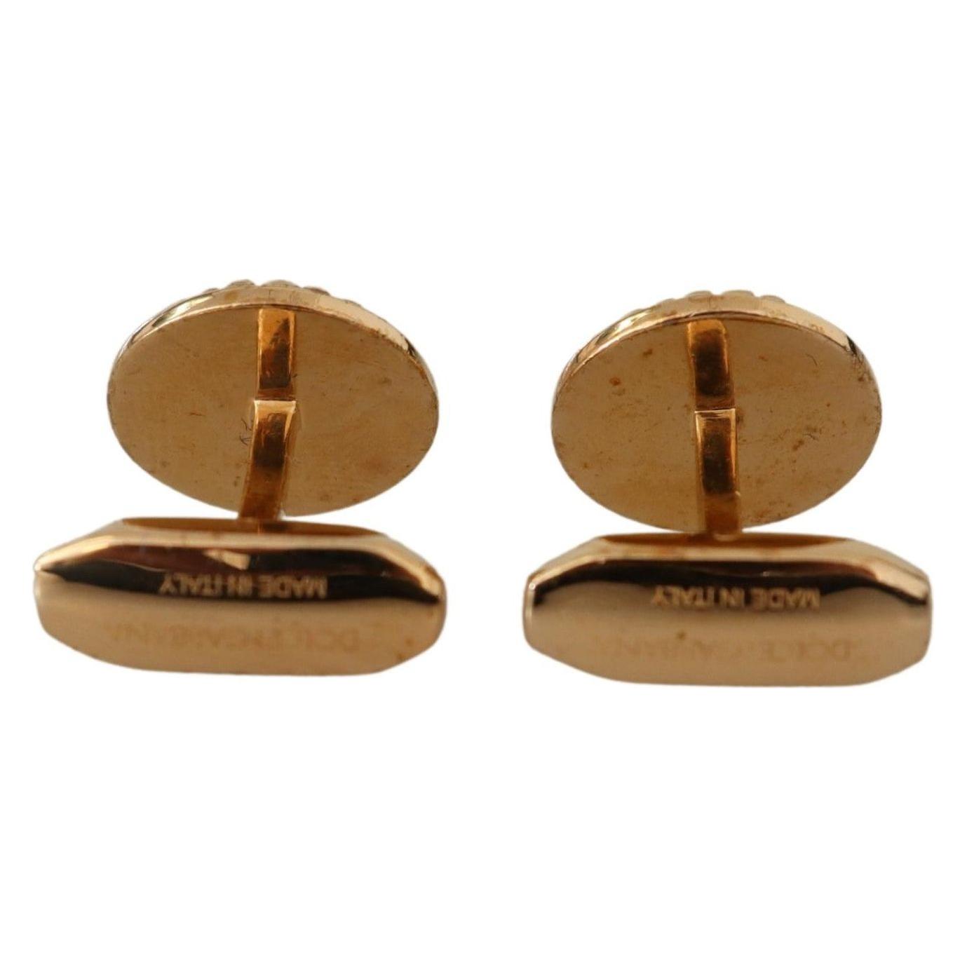 Dolce & Gabbana Gold Plated Brass Round Pin Men Cufflinks Cufflinks
