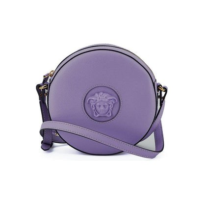 Versace Purple Calf Leather Round Disco Shoulder Bag WOMAN SHOULDER BAGS