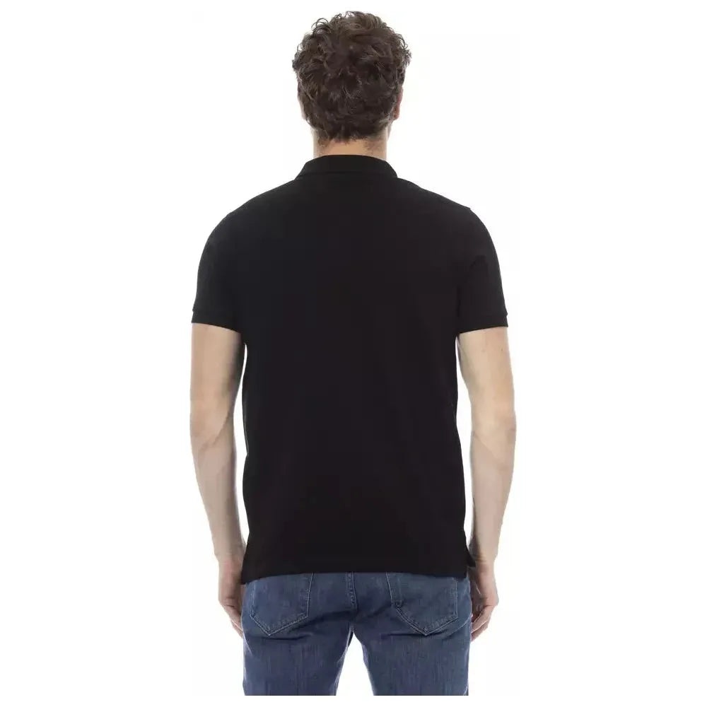 Baldinini Trend Black Cotton Men Polo BA-23210-M
