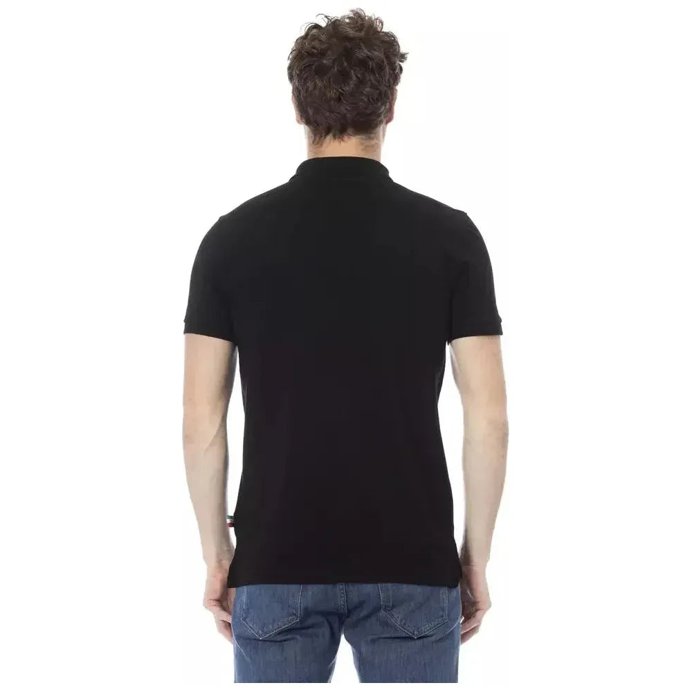 Baldinini Trend Black Cotton Men Polo Shirt BA-23204-L