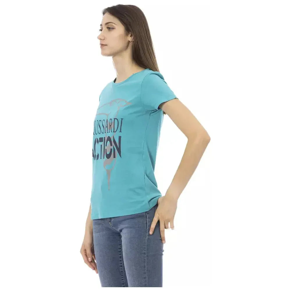 Trussardi Action Light Blue Cotton T-Shirt