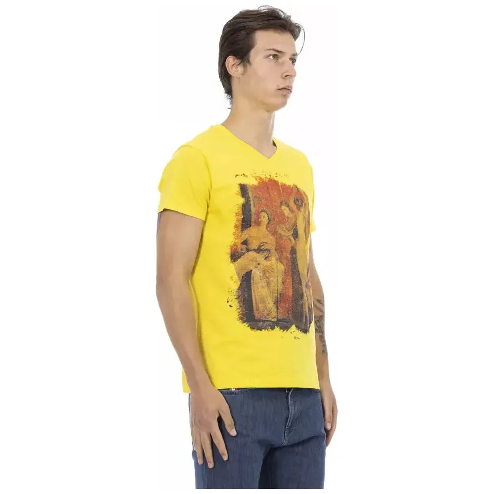 Trussardi Action Yellow Cotton Men T-Shirt