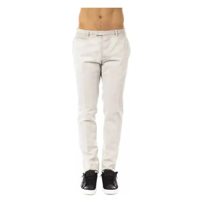 Uominitaliani Gray Cotton Men Pants Jeans & Pants