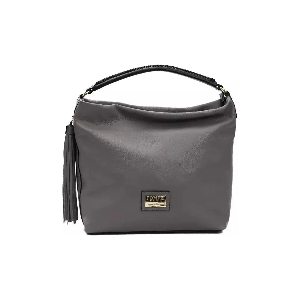 Pompei Donatella Gray Leather Women Shoulder Bag