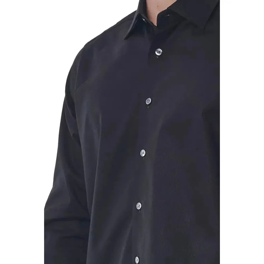 Bagutta Black Cotton Men Shirt BA-21003-IT44 | XS