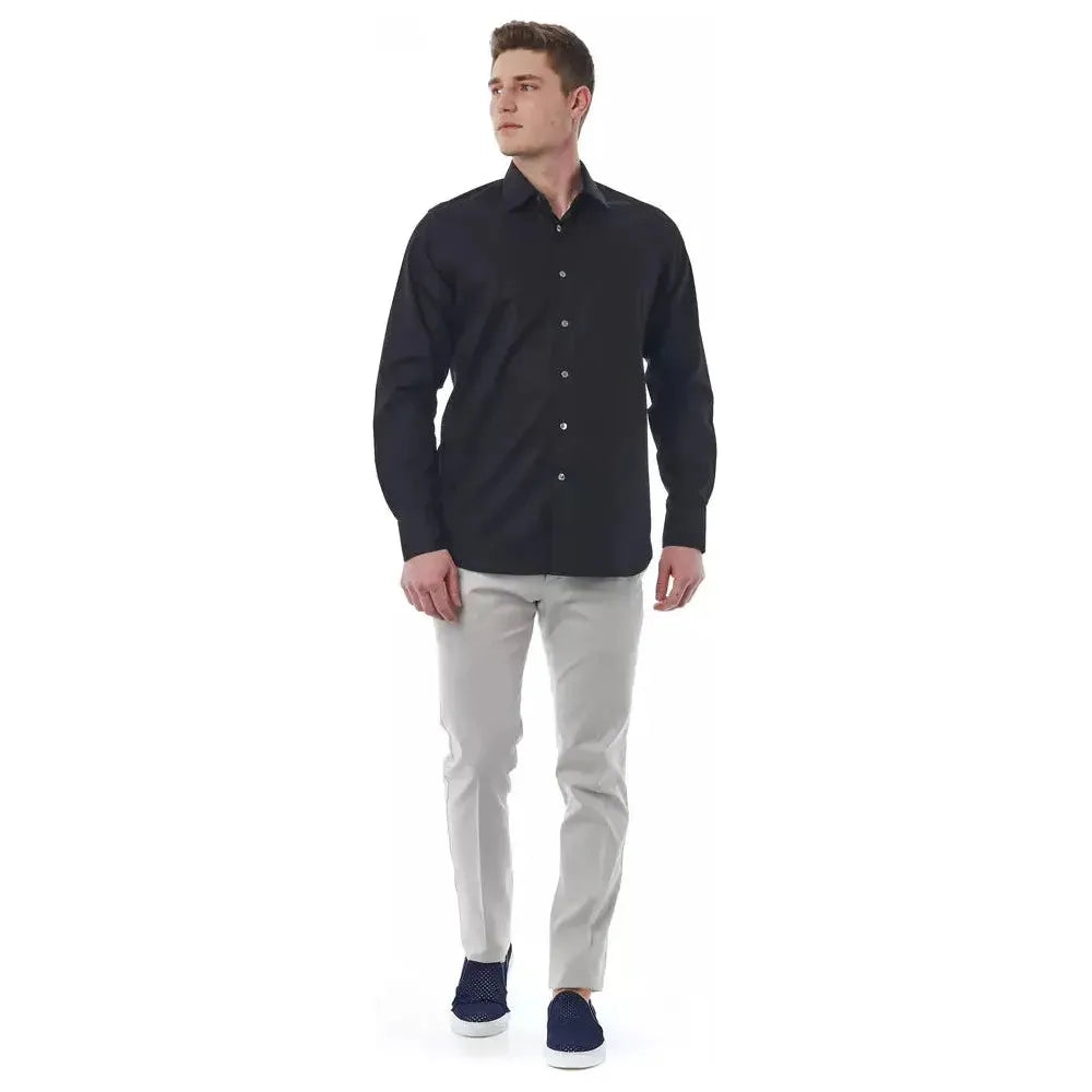 Bagutta Black Cotton Men Shirt BA-21003-IT44 | XS