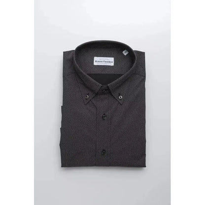Robert Friedman Black Cotton Men Shirt