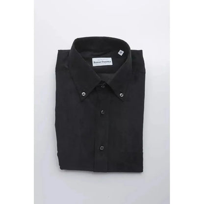 Robert Friedman Black Cotton Men Shirt