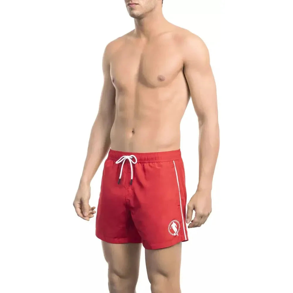 Bikkembergs Red Polyester Men Swim Short