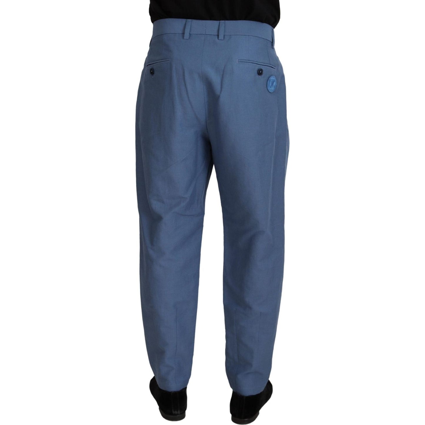 Dolce & Gabbana Blue Linen Chino Formal Pants