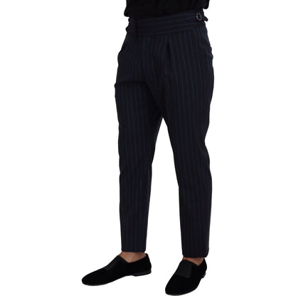 Dolce & Gabbana Blue Striped Men Formal Pants