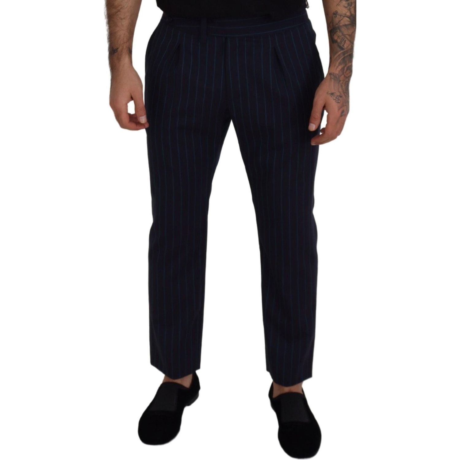 Dolce & Gabbana Blue Striped Men Formal Pants