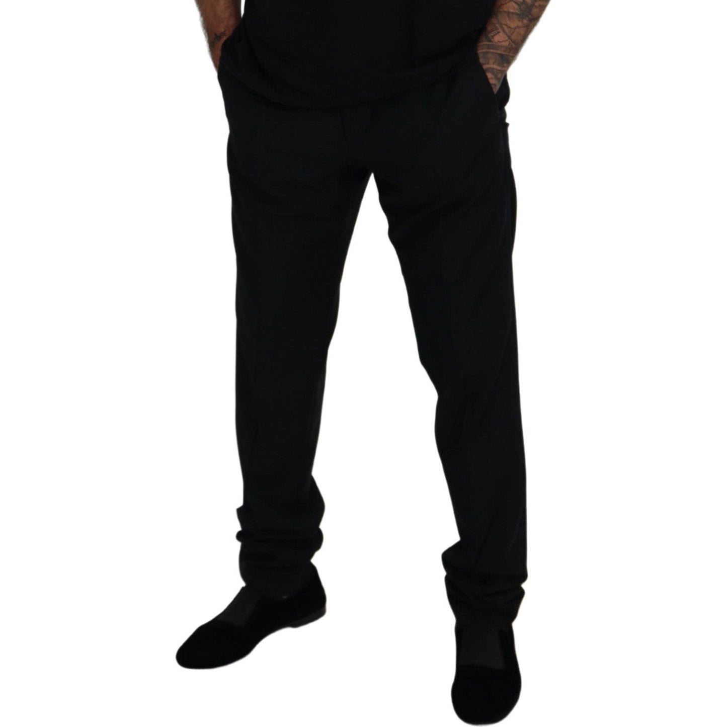 Dolce & Gabbana Black Wool Chino Formal Pants