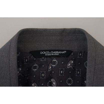 Dolce & Gabbana Gray Wool Silk Slim Fit Jacket Blazer