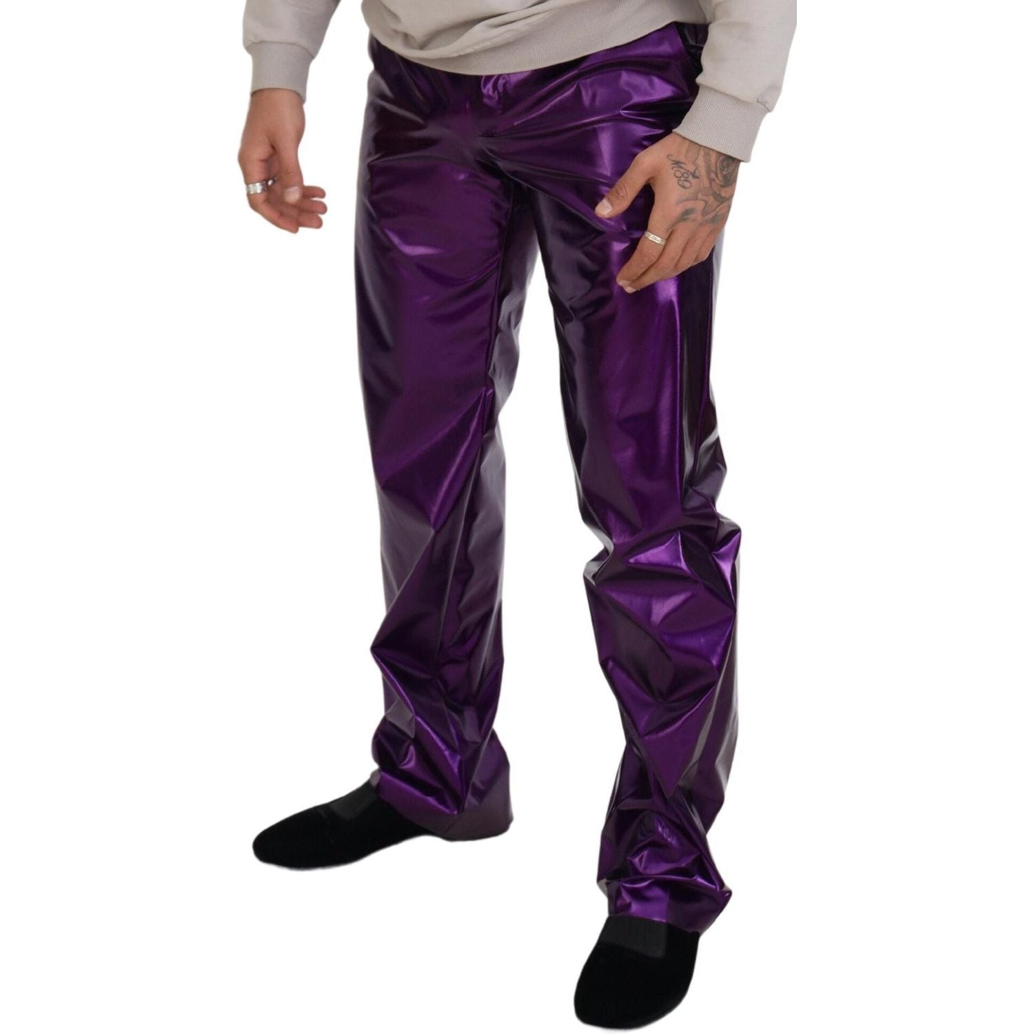 Dolce & Gabbana Purple Shining Men Casual Pants