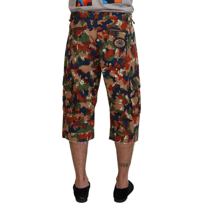 Dolce & Gabbana Multicolor Cotton Camouflaged Cargo Shorts