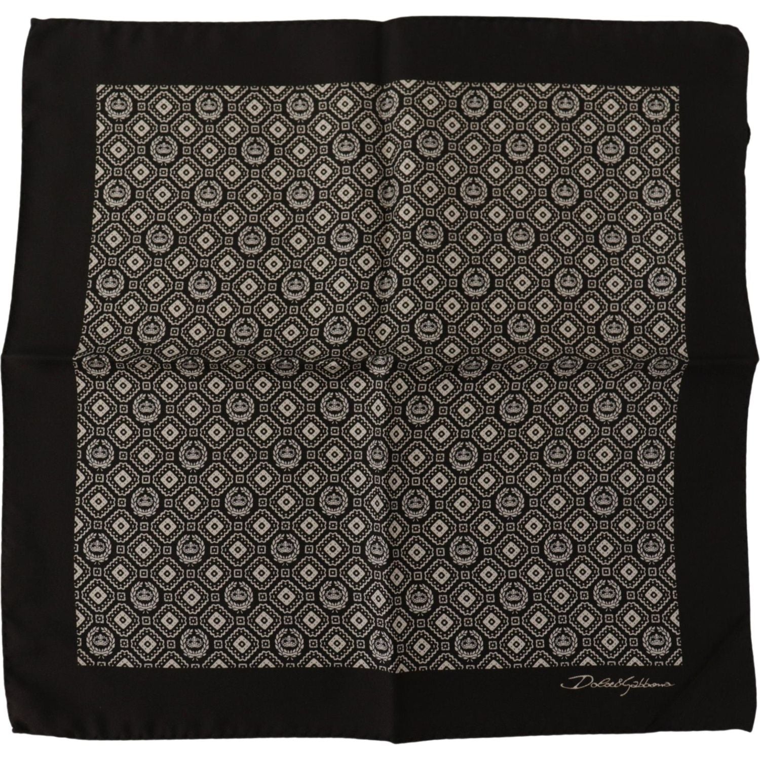 Dolce & Gabbana Black Patterned DG Logo Square Handkerchief Scarf