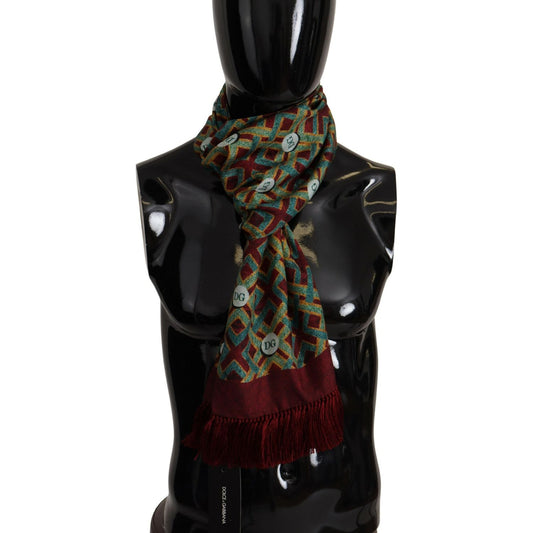 Dolce & Gabbana Multicolor DG Logo Shawl Warm Neck Wrap Fringe Scarf