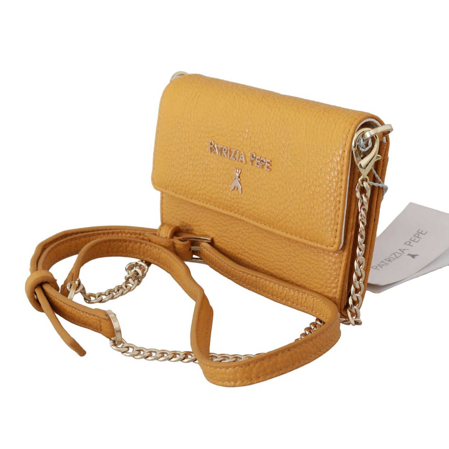 Patrizia Pepe Yellow Logo Leather Shoulder Strap Sling Bag
