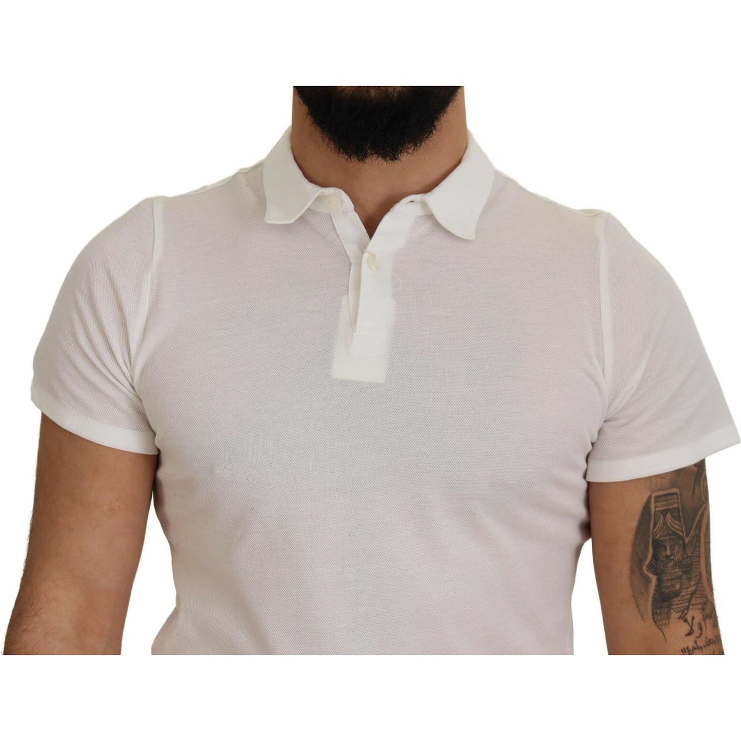 FRADI White Cotton Collared Short Sleeves Polo T-shirt