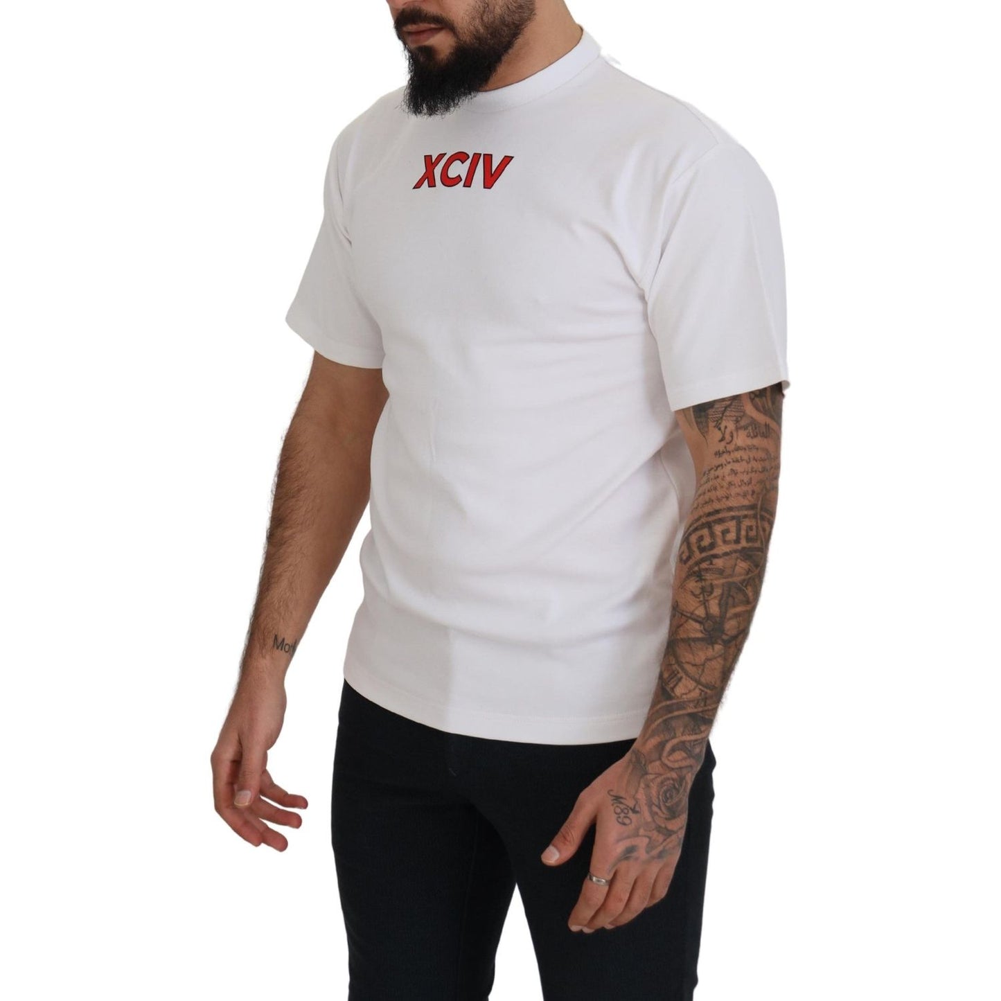 GCDS White Logo Print Cotton Short Sleeves T-shirt
