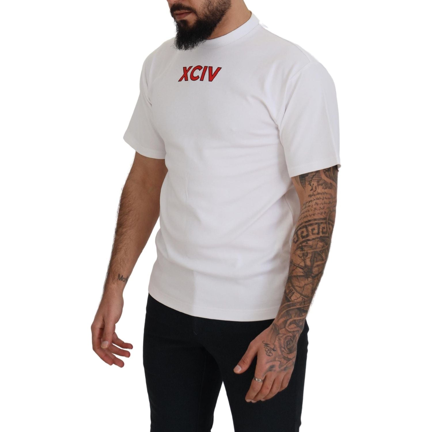 GCDS White Logo Print Cotton Short Sleeves T-shirt