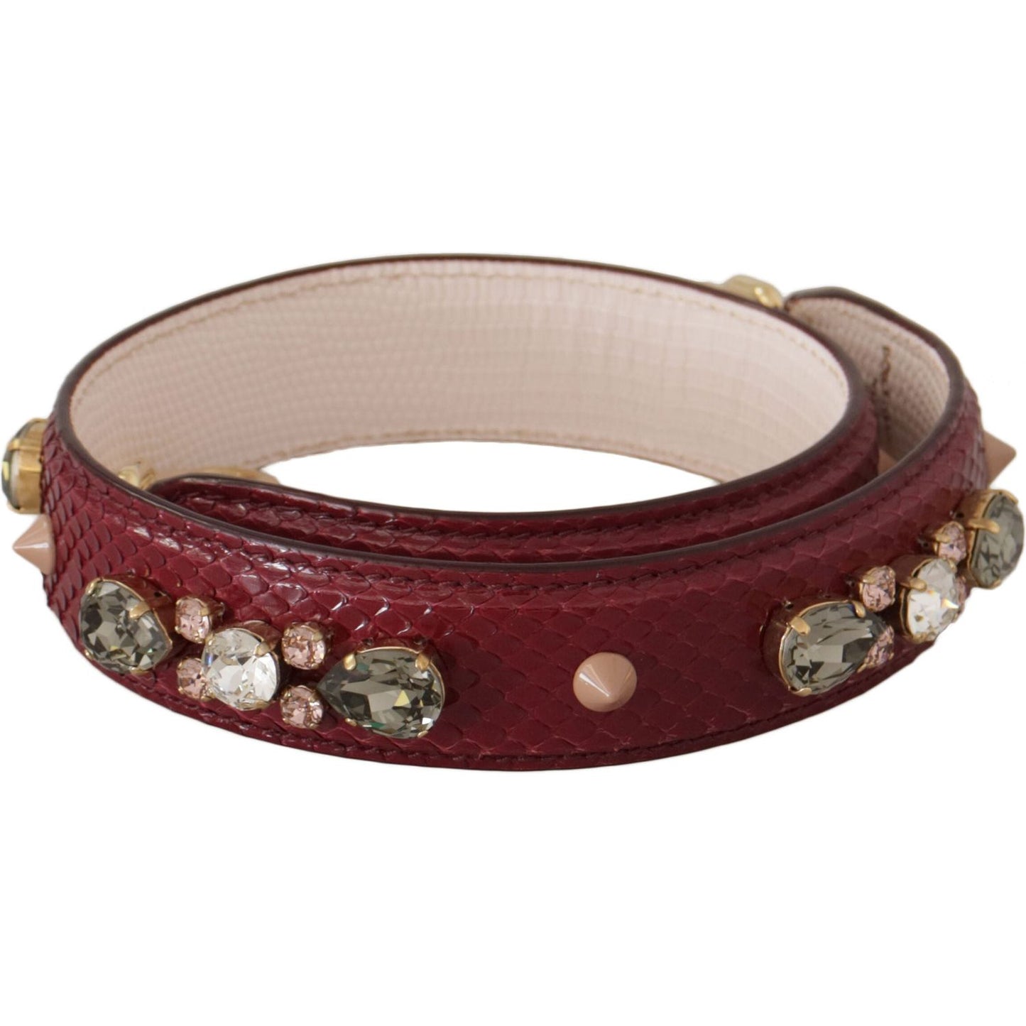 Dolce & Gabbana Bordeaux Leather Crystals Bag Shoulder Strap