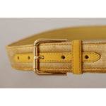 Dolce & Gabbana Yellow Velvet Gold Metal Logo Engraved Buckle Belt BEL8420 - 85