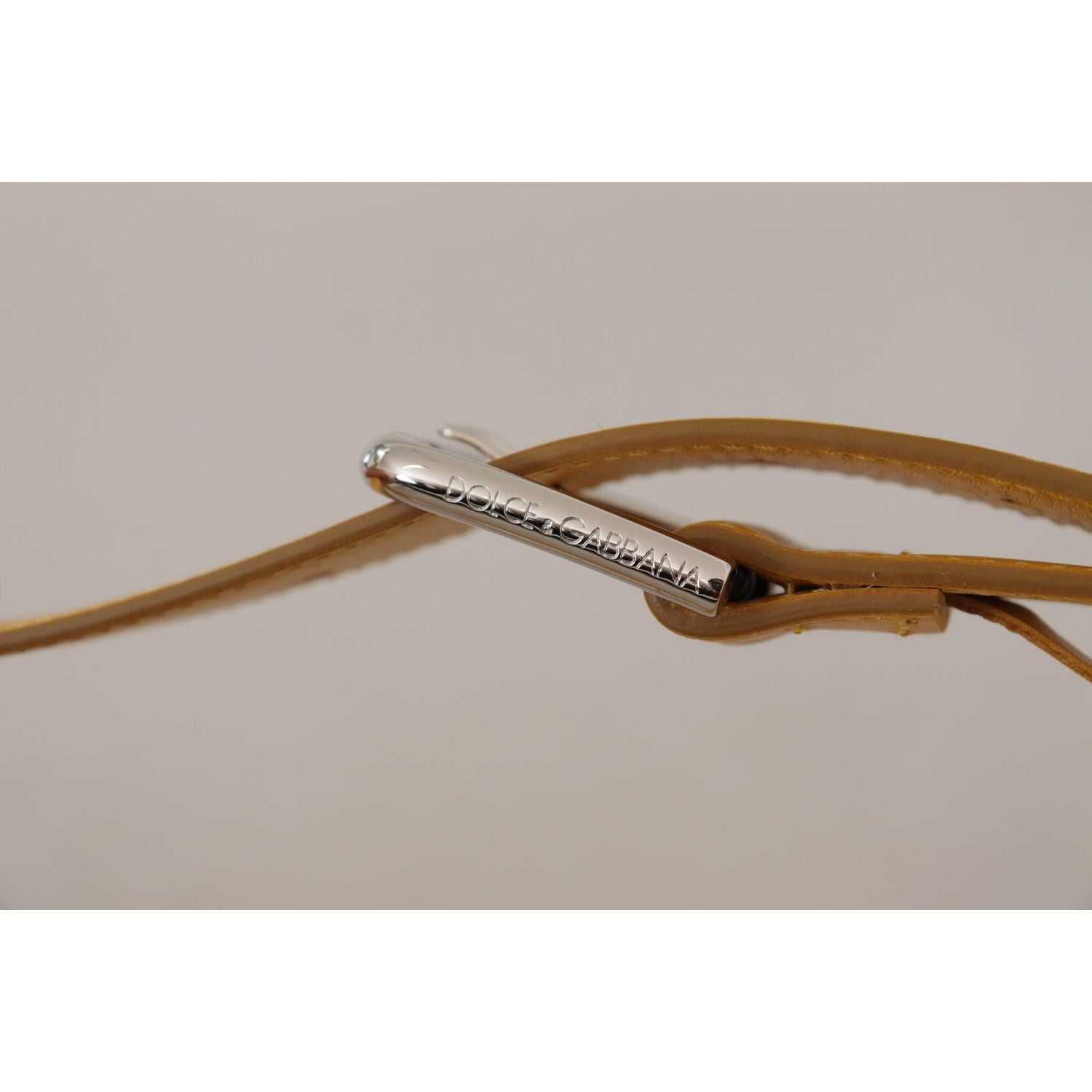 Dolce & Gabbana Yellow Leather Silver Tone Logo Metal Buckle Belt