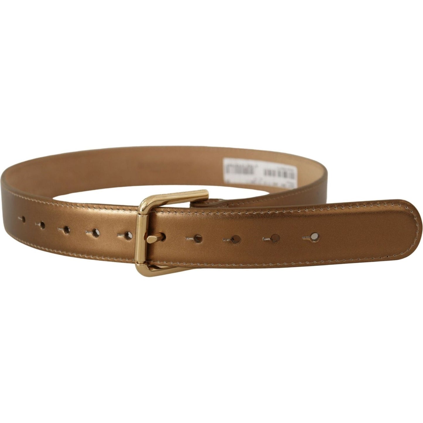 Dolce & Gabbana Bronze Leather Gold Logo Engraved Waist Buckle Belt