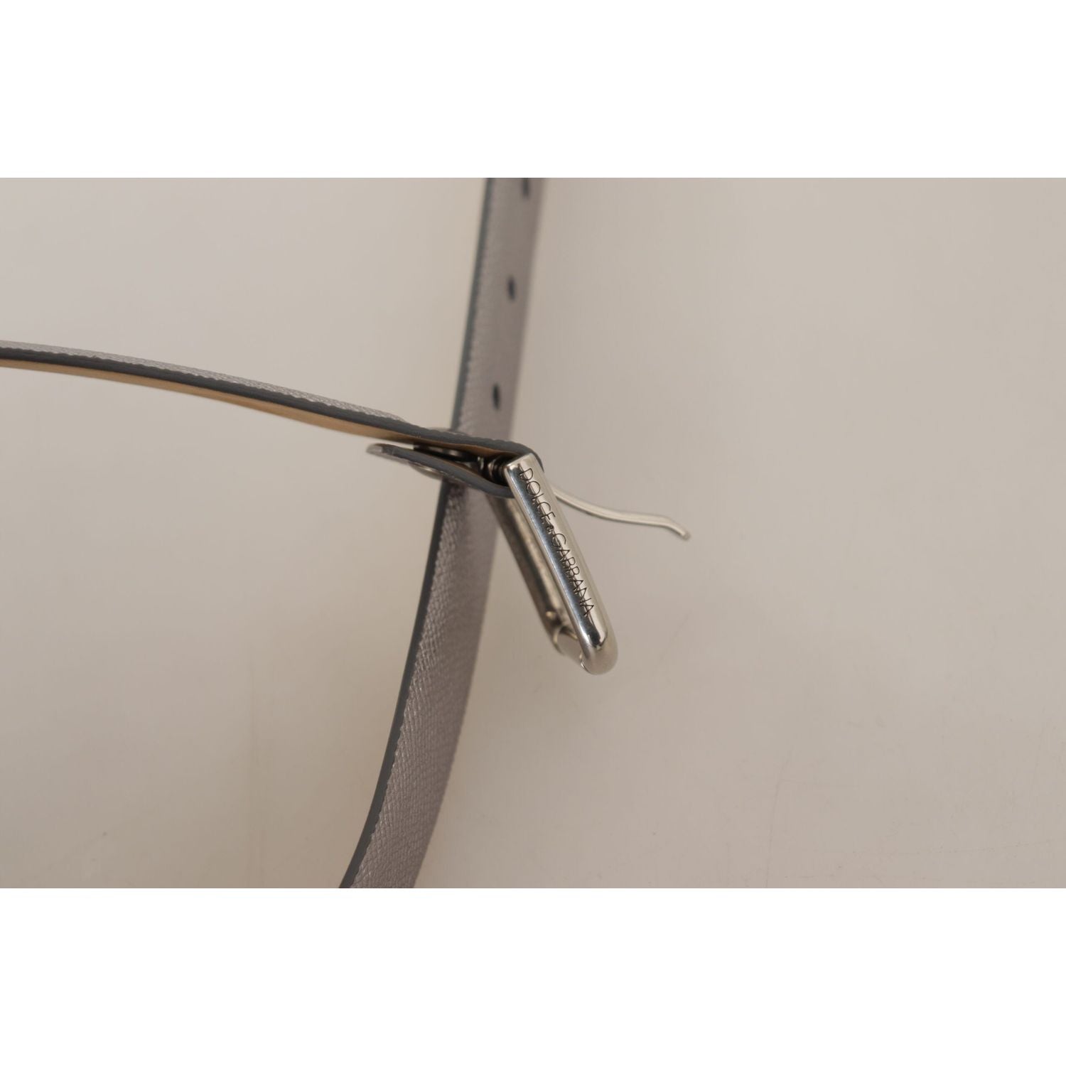 Dolce & Gabbana Metallic Silver Leather Metal Waist Buckle Belt