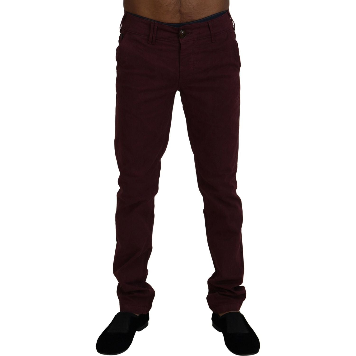 CYCLE Maroon Cotton Stretch Skinny Casual Men Pants